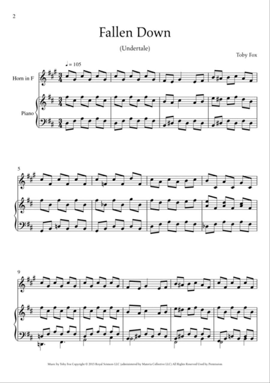 Fallen Down (from Undertale) Small Ensemble scores gallery preview page 2