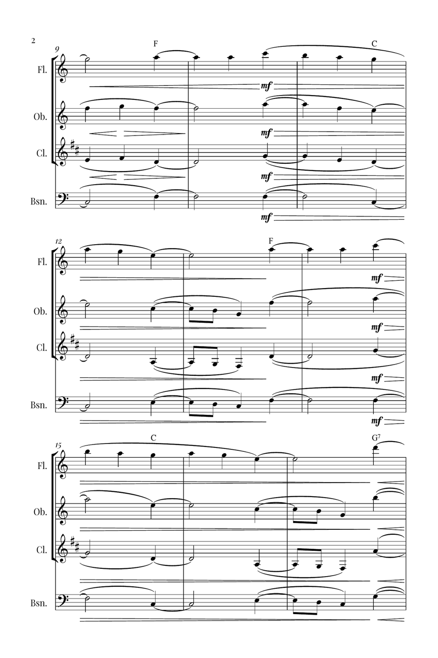 Silent Night Woodwind Quartet scores gallery preview page 2