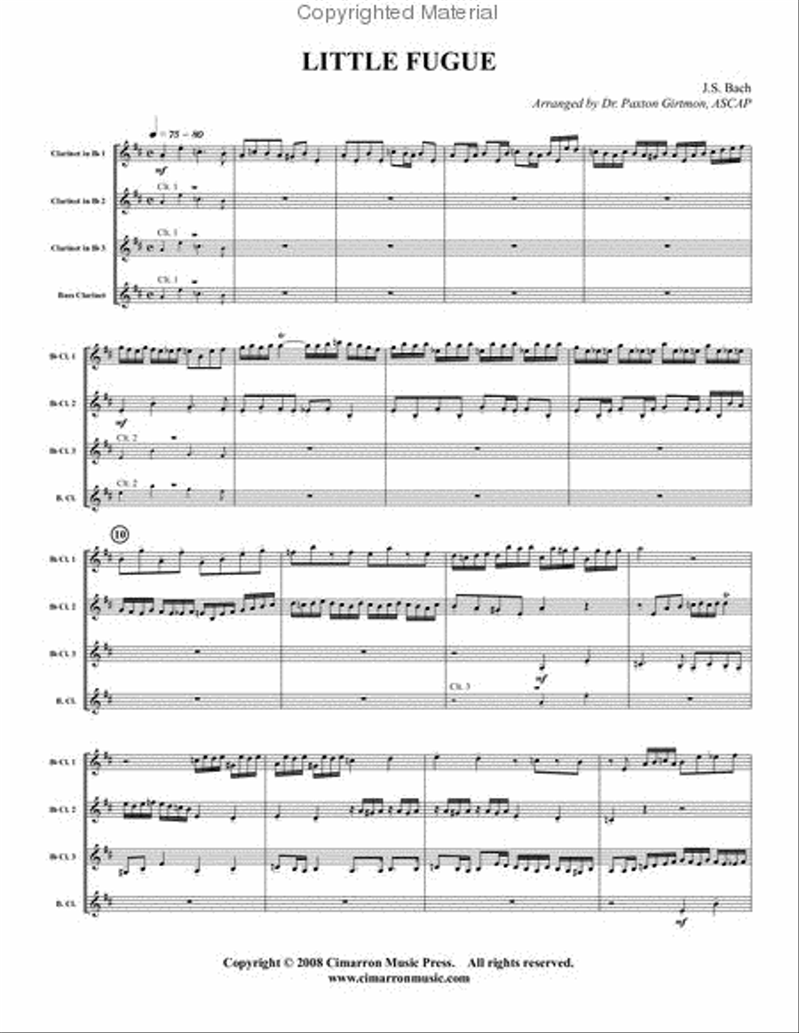 Little Fugue Clarinet Quartet scores gallery preview page 2