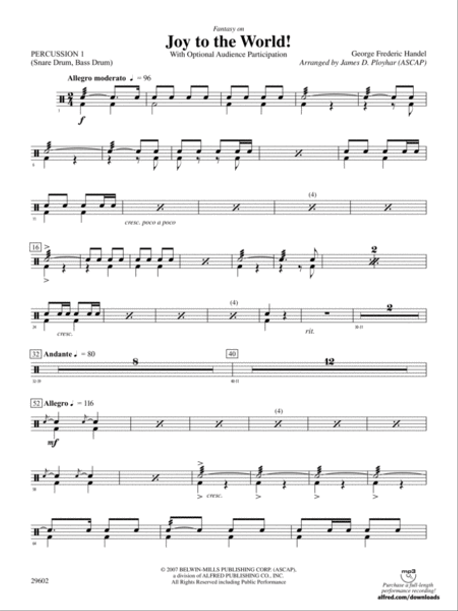 Joy to the World: 1st Percussion Concert Band scores gallery preview page 1