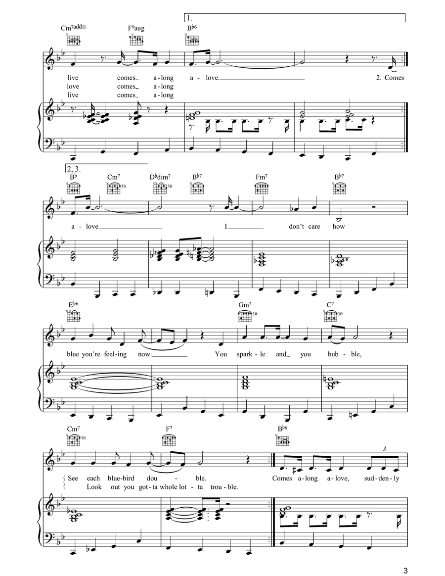Comes A-Long A-Love Piano, Vocal, Guitar scores gallery preview page 3