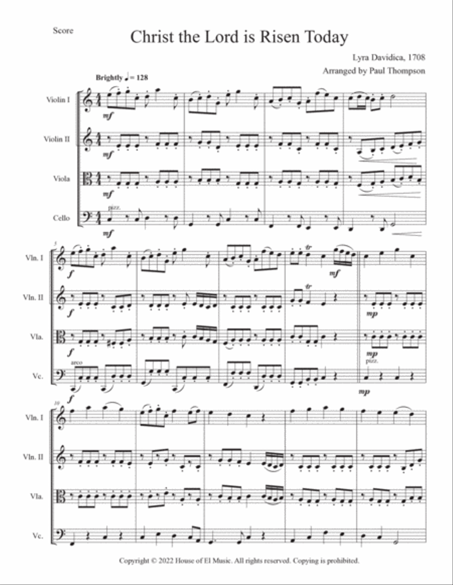 Christ the Lord is Risen Today String Quartet scores gallery preview page 3
