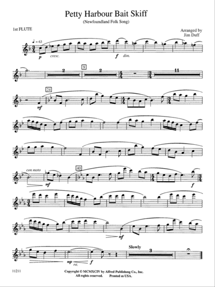 Petty Harbour Bait Skiff: Flute Concert Band scores gallery preview page 1