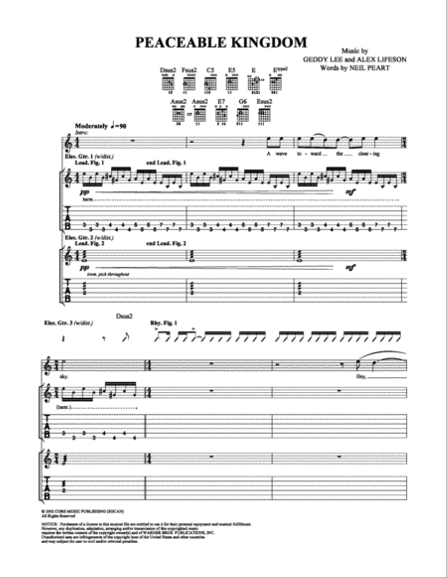 Peaceable Kingdom Peaceable Kingdom Electric Guitar scores gallery preview page 1