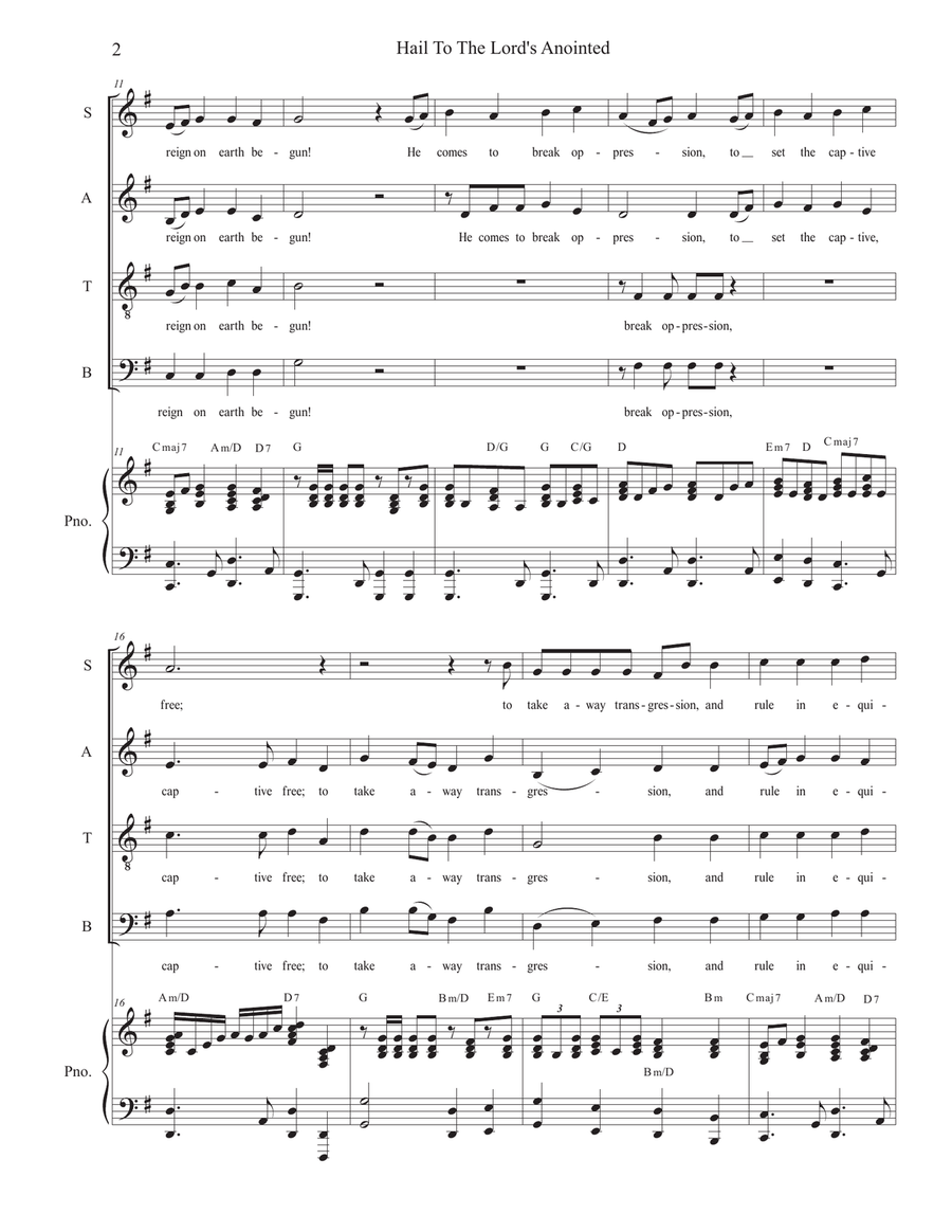 Hail To The Lord's Anointed (SATB) - Piano accompaniment) 4-Part scores gallery preview page 2