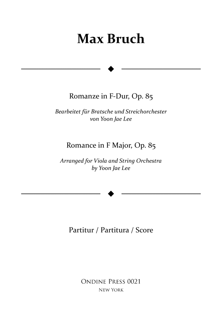 Romance in F Major for Viola and String Orchestra, Op. 85 - Score Only String Orchestra scores gallery preview page 1