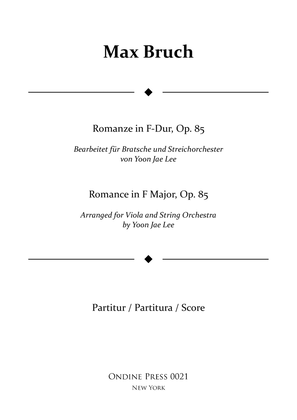 Book cover for Romance in F Major for Viola and String Orchestra, Op. 85 - Score Only
