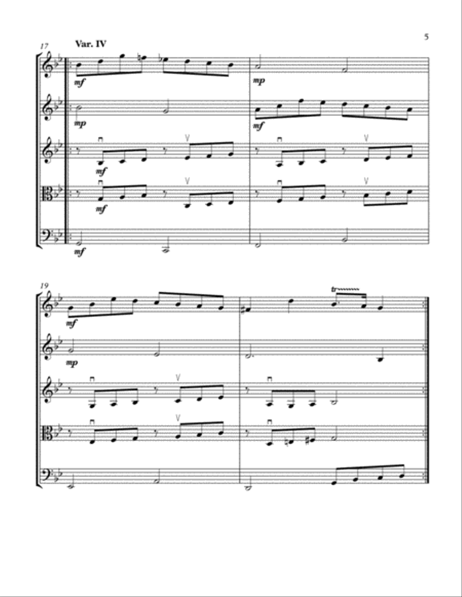 Passacaglia in g minor for String Quintet (3 Violins, Viola, and Cello) String Quintet scores gallery preview page 5