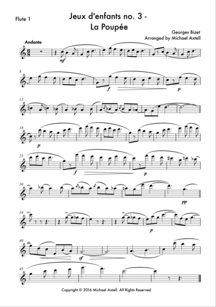 Jeux d'enfants no. 3 La Poupée - Georges Bizet Woodwind Ensemble scores gallery preview page 5
