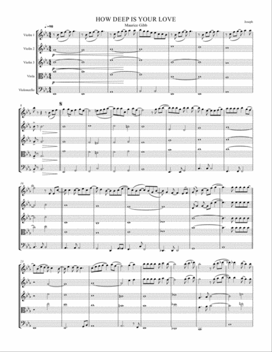How Deep Is Your Love from the Motion Picture SATURDAY NIGHT FEVER String Quartet scores gallery preview page 1