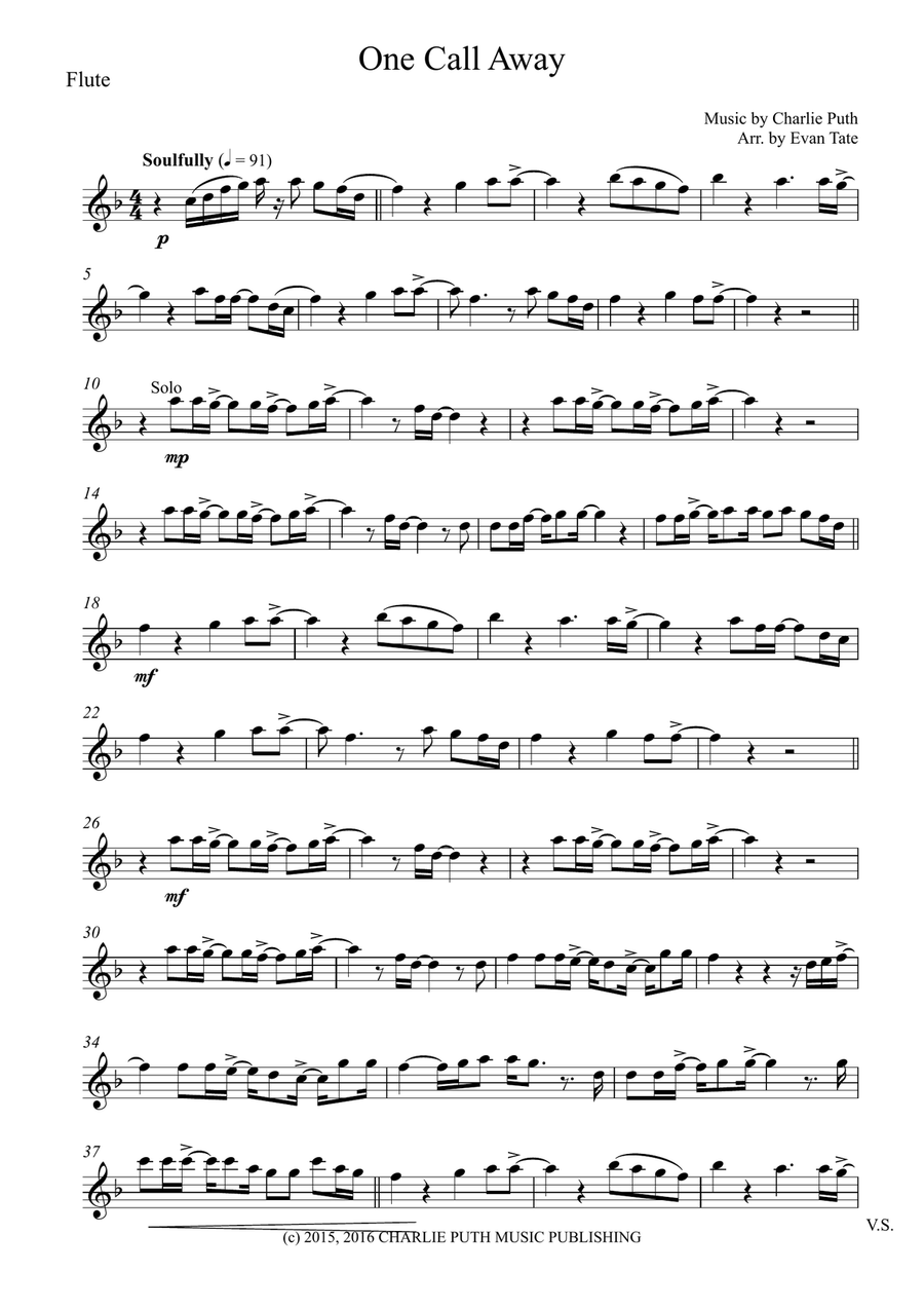 One Call Away Woodwind Quartet scores gallery preview page 6