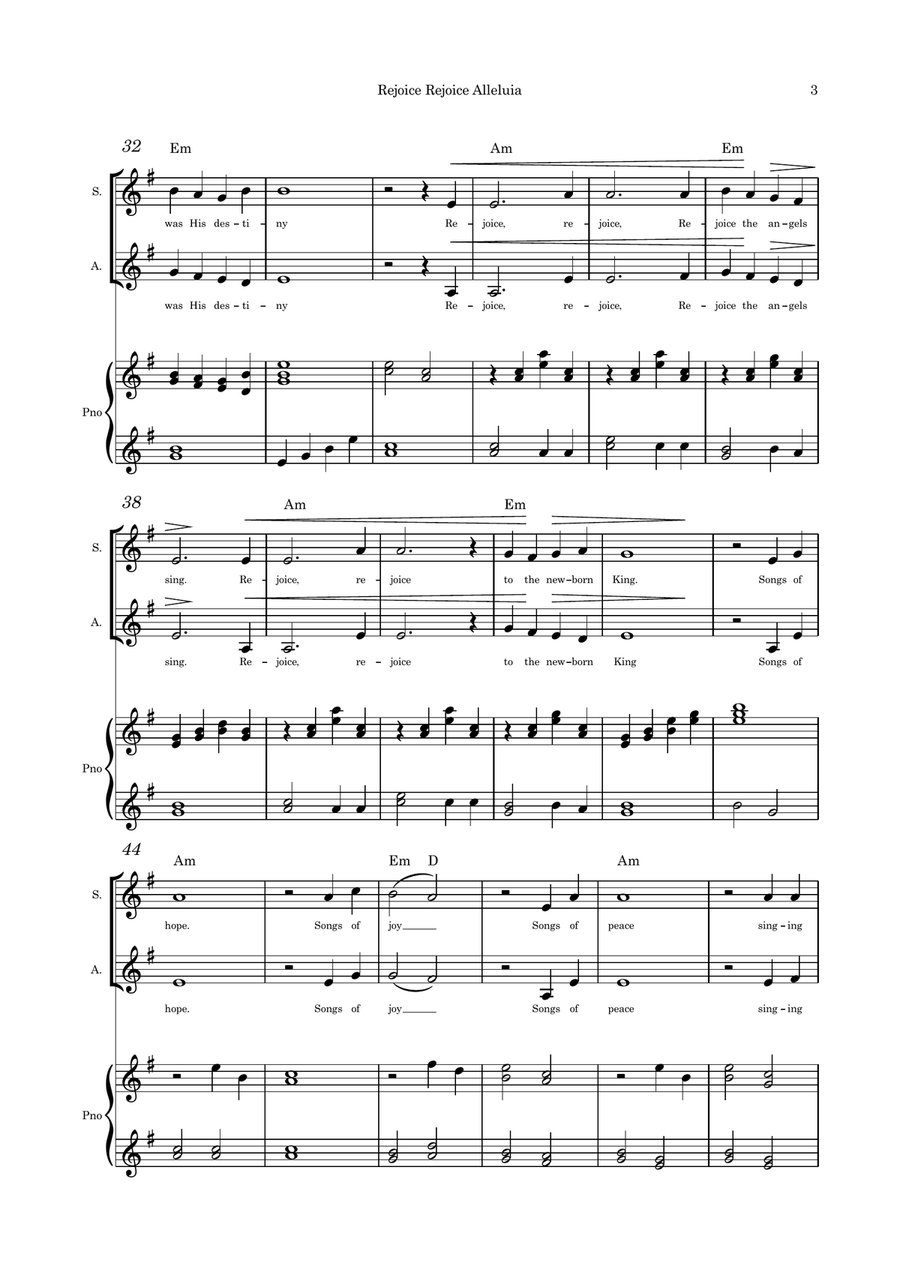 Rejoice Rejoice Alleluia (A Baby Boy was Born) Soprano/Alto and piano Small Ensemble scores gallery preview page 3