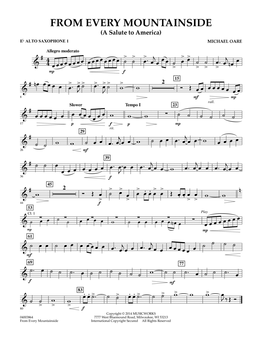 From Every Mountainside (A Salute to America) - Eb Alto Saxophone 1 Concert Band scores gallery preview page 1