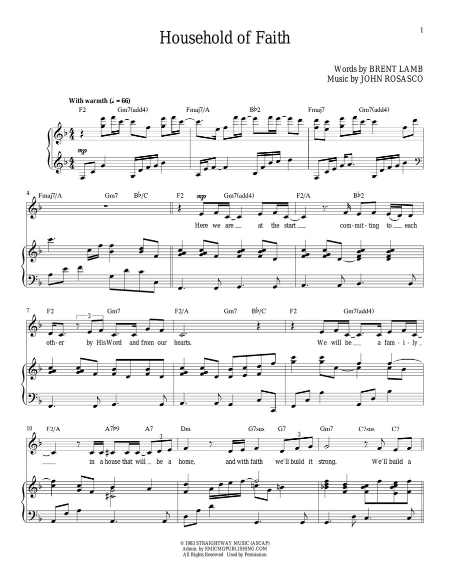 Household Of Faith Household Of Faith Piano, Vocal scores gallery preview page 1