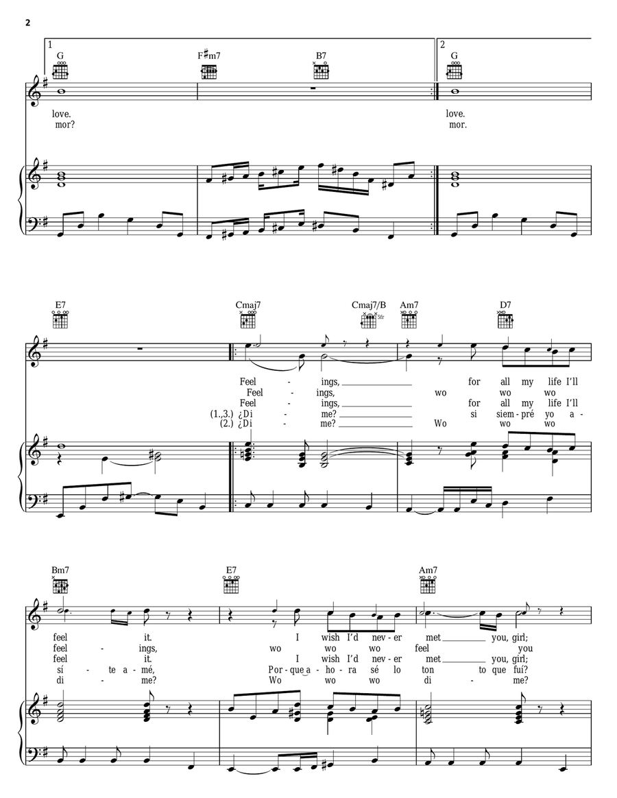 Feelings Piano, Vocal, Guitar scores gallery preview page 2