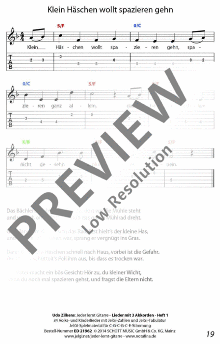 Jeder lernt Gitarre - Lieder mit 3 Akkorden Heft 1 Classical Guitar scores gallery preview page 20