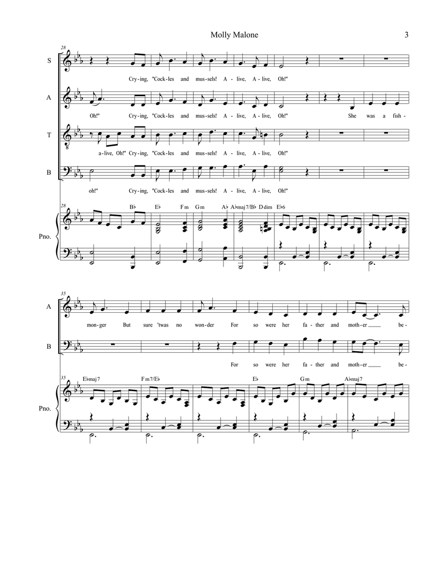 Molly Malone (for SATB) Molly Malone (for SATB) 4-Part scores gallery preview page 4