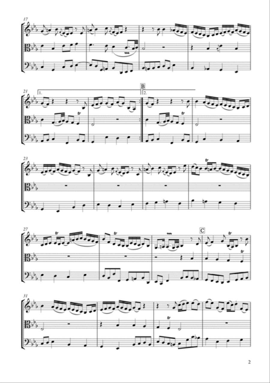 Six Schubler Chorales No.1 BWV645 'Wachet auf. ruft uns die Stimme' for String Trio String Trio scores gallery preview page 2
