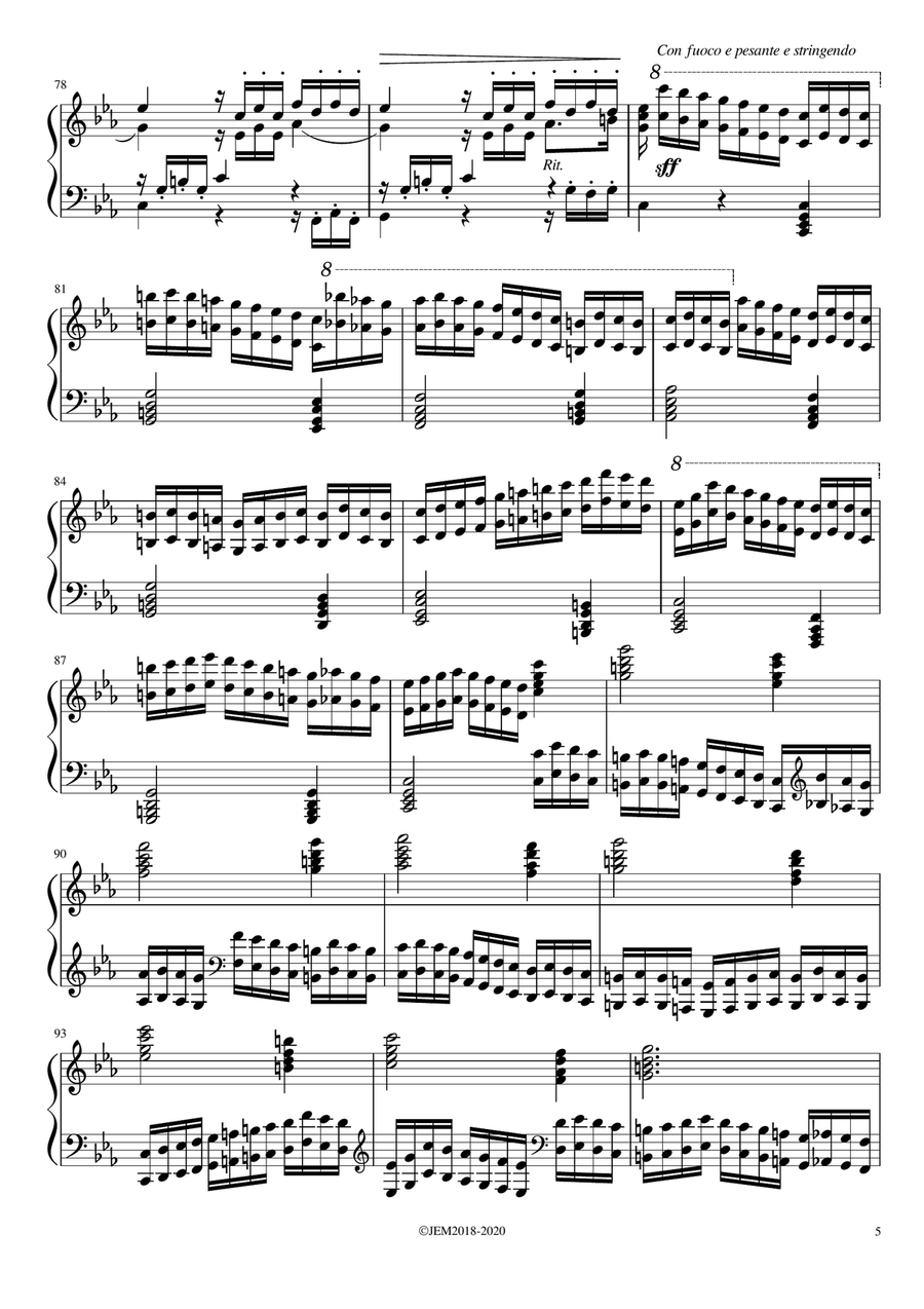 J.S. Bach, Passacaglia BWV 582, arrangment / transcription for piano by Jaap Eilander Piano Solo scores gallery preview page 5