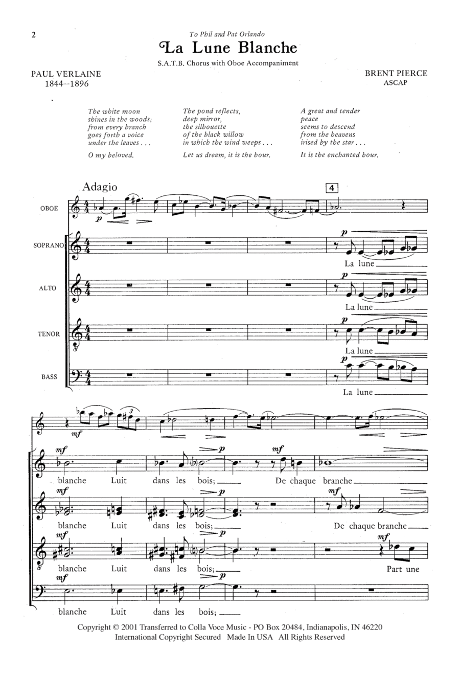 La Lune Blanche La Lune Blanche 4-Part scores gallery preview page 1