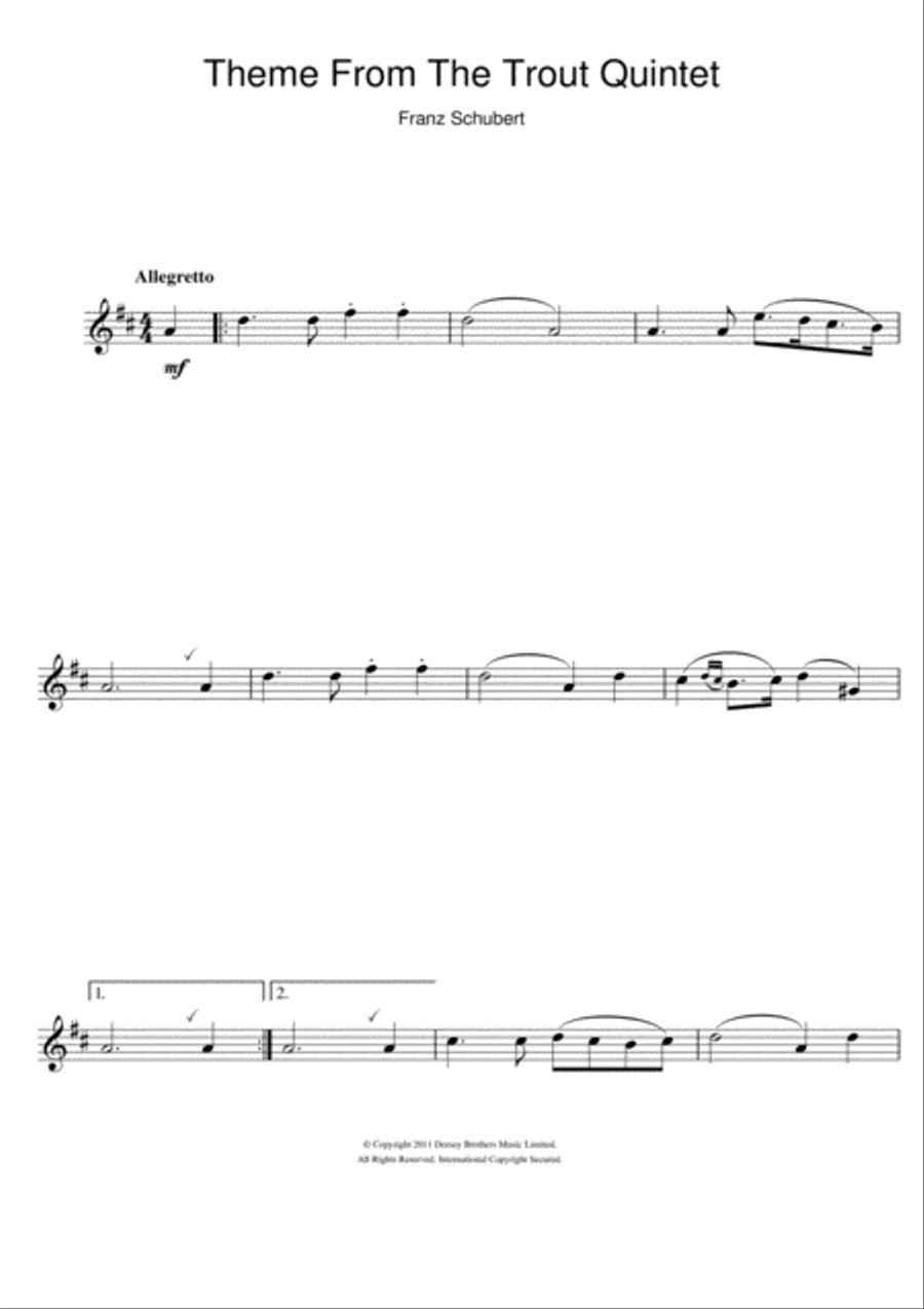 Theme From The Trout Quintet (Die Forelle) Flute Solo scores gallery preview page 1
