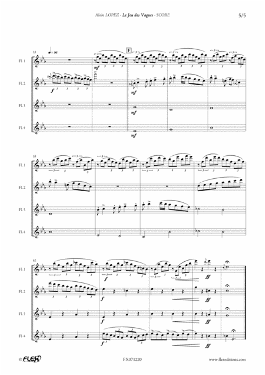 Le jeu des vagues Flute Quartet scores gallery preview page 5