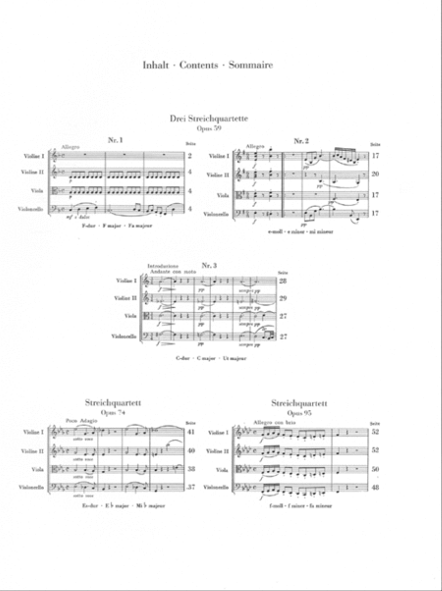 String Quartets Op. 59, 74, 95 String Quartet scores gallery preview page 3
