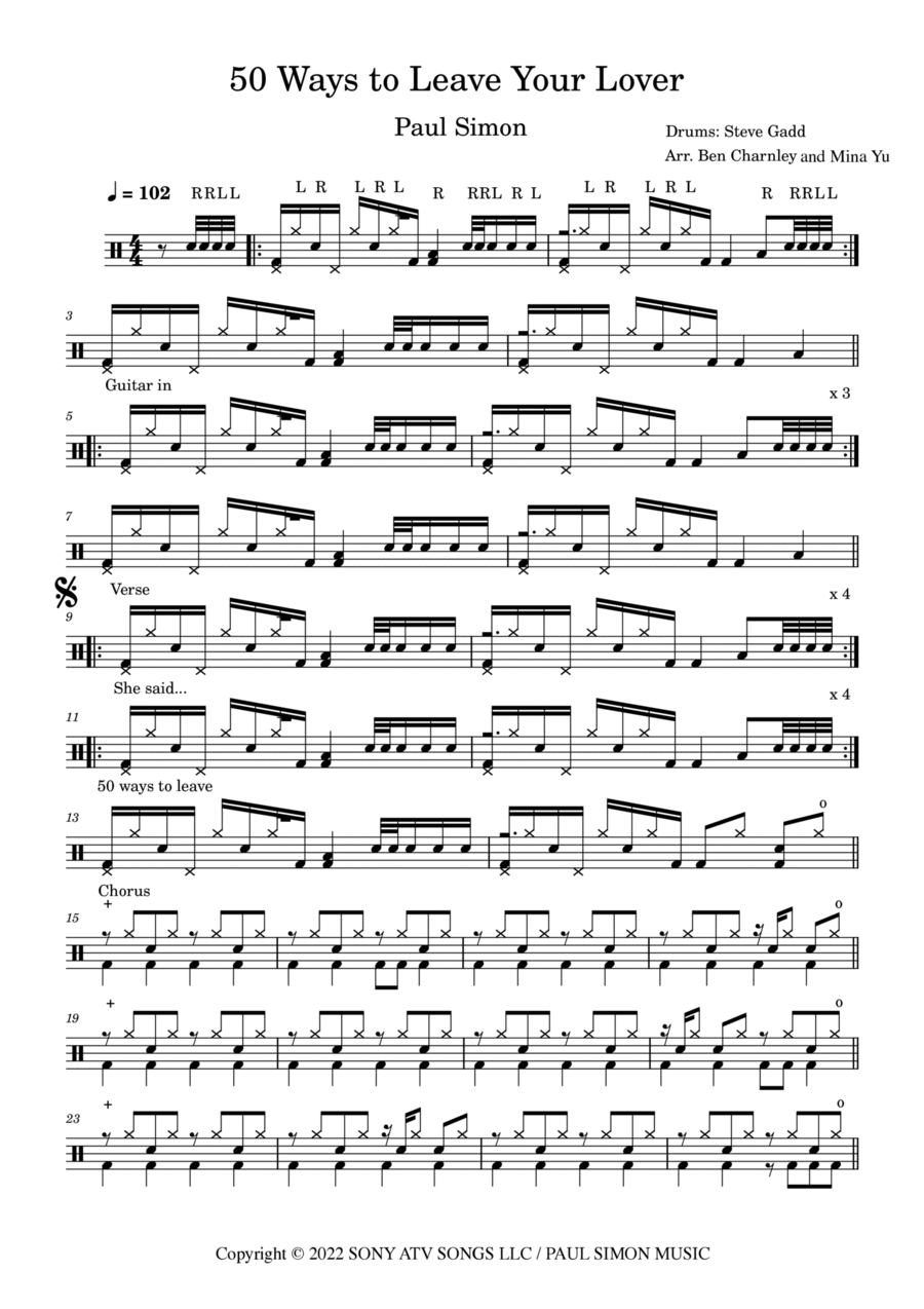50 Ways To Leave Your Lover Drum Set scores gallery preview page 1