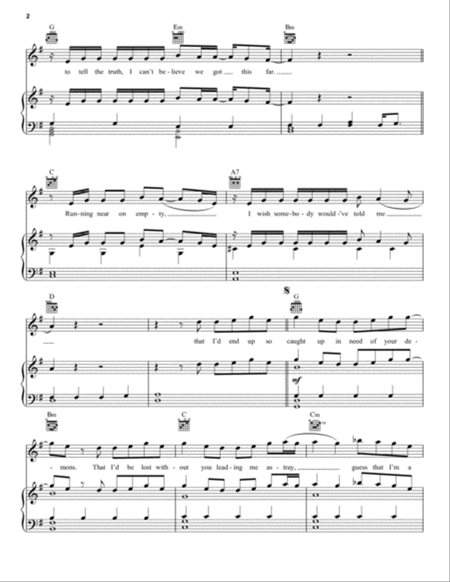 Fade Piano, Vocal, Guitar scores gallery preview page 2