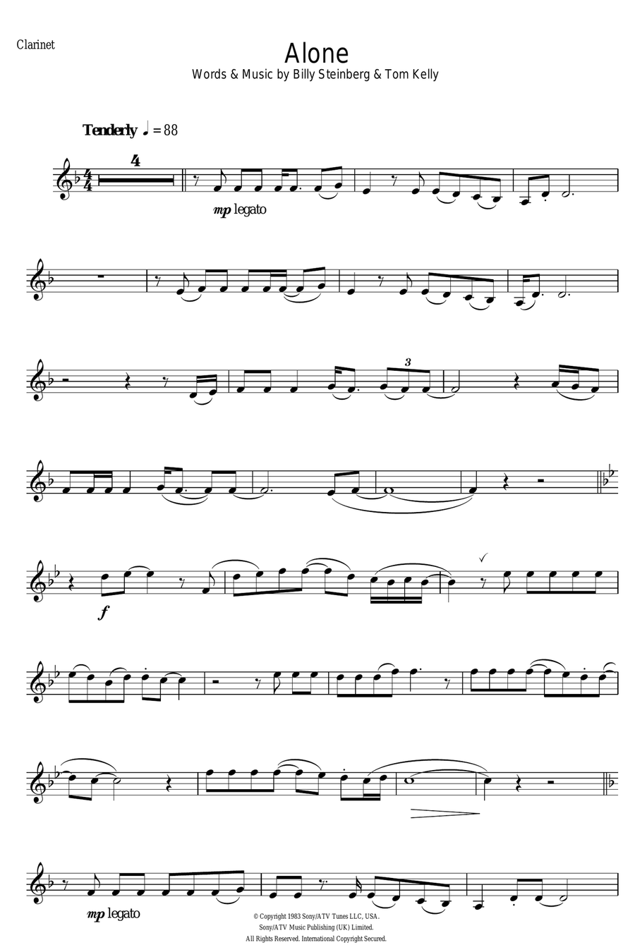 Alone Clarinet Solo scores gallery preview page 1