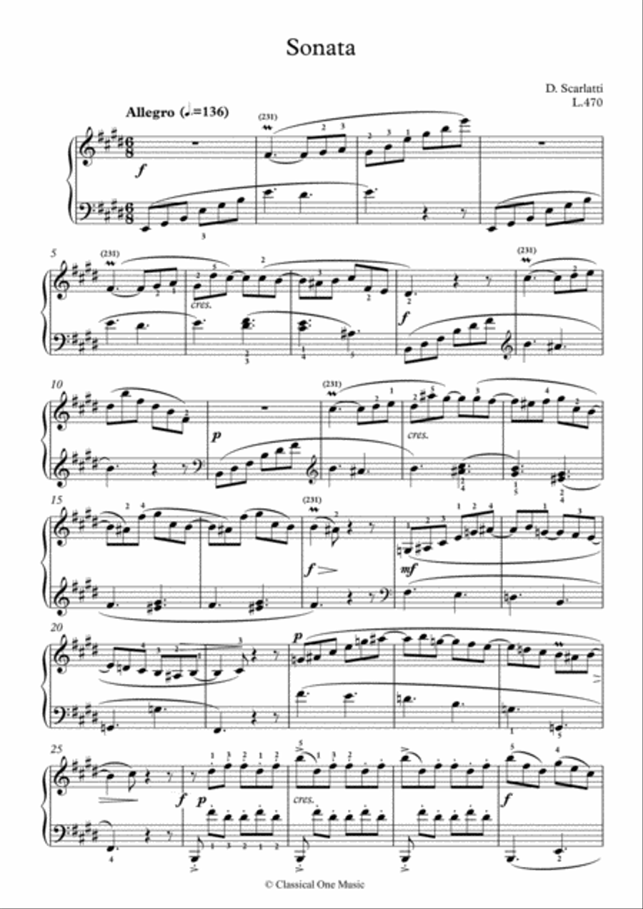 Scarlatti-Sonata in E-Major L.470 K.403(piano) Piano Solo scores gallery preview page 2