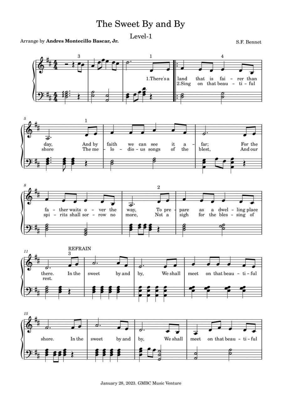 Sweet By and By in D Major A Cappella scores gallery preview page 1