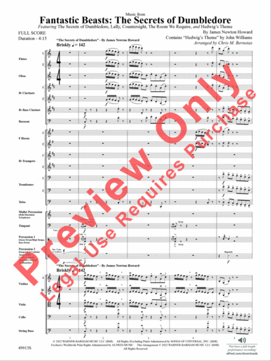 Fantastic Beasts -- The Secrets of Dumbledore Full Orchestra scores gallery preview page 4