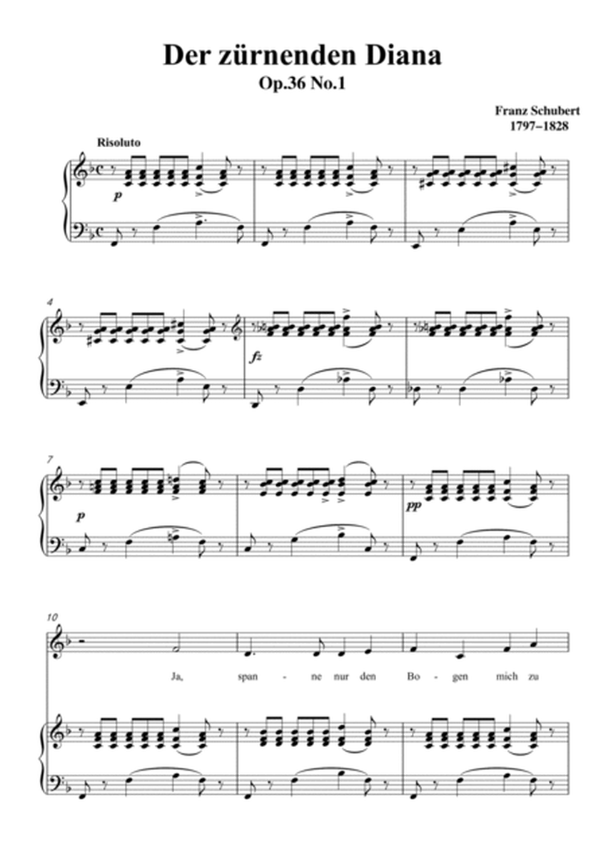 Schubert-Der Zürnenden Diana,Op.36 No.1 in F for Vocal and Piano