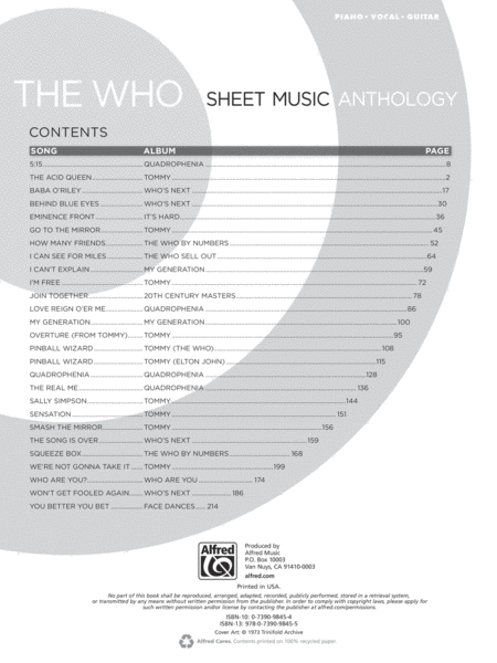 The Who -- Sheet Music Anthology