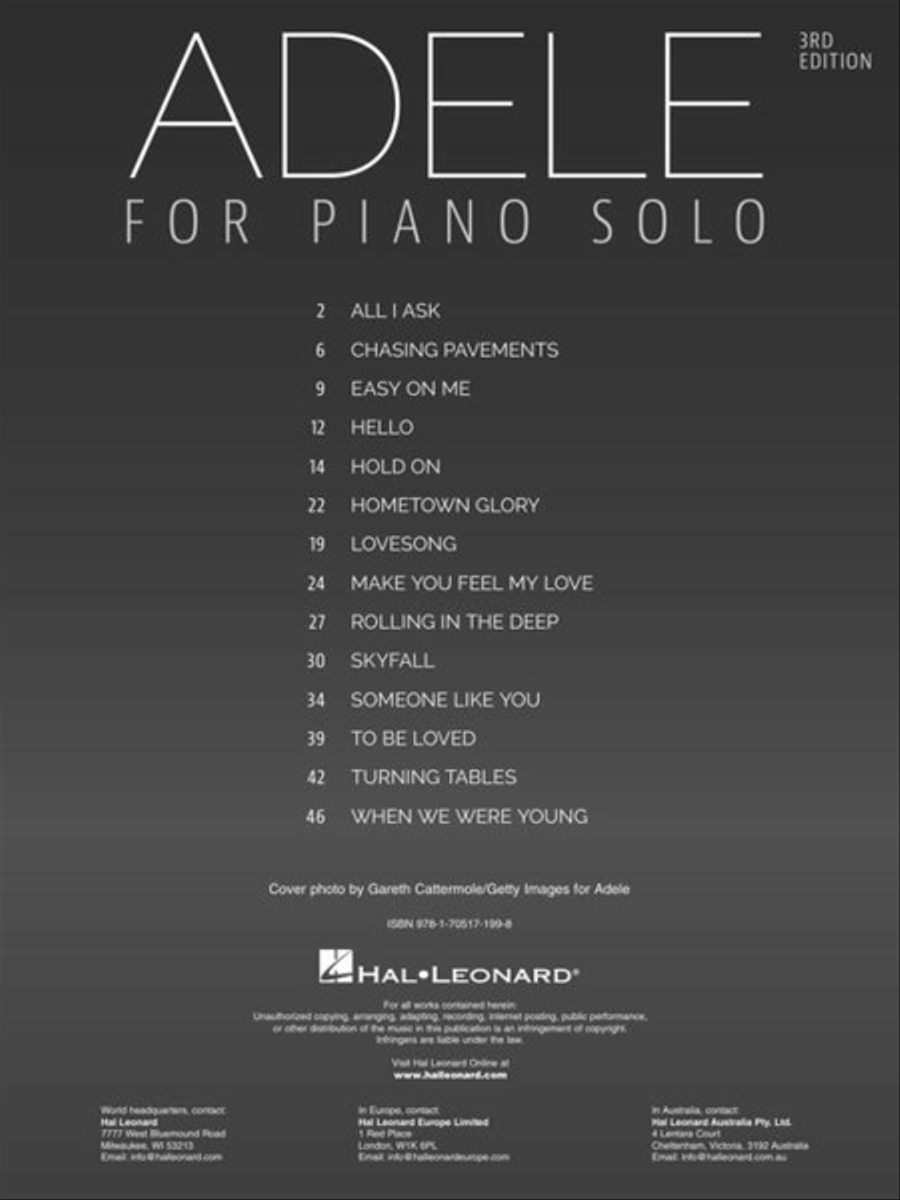 Adele for Piano Solo – 3rd Edition