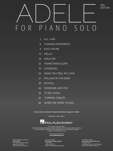 Adele for Piano Solo – 3rd Edition