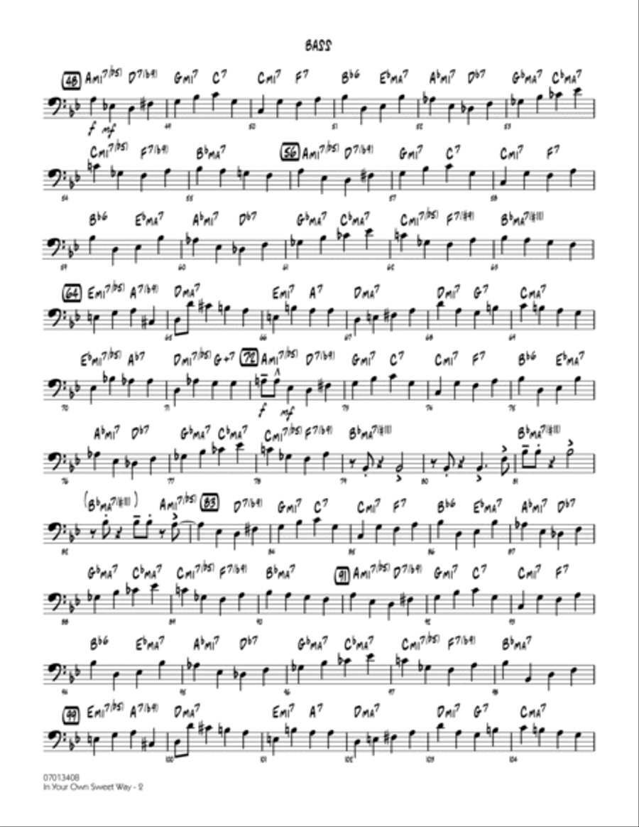In Your Own Sweet Way (arr. John Wasson) - Bass Jazz Ensemble scores gallery preview page 2