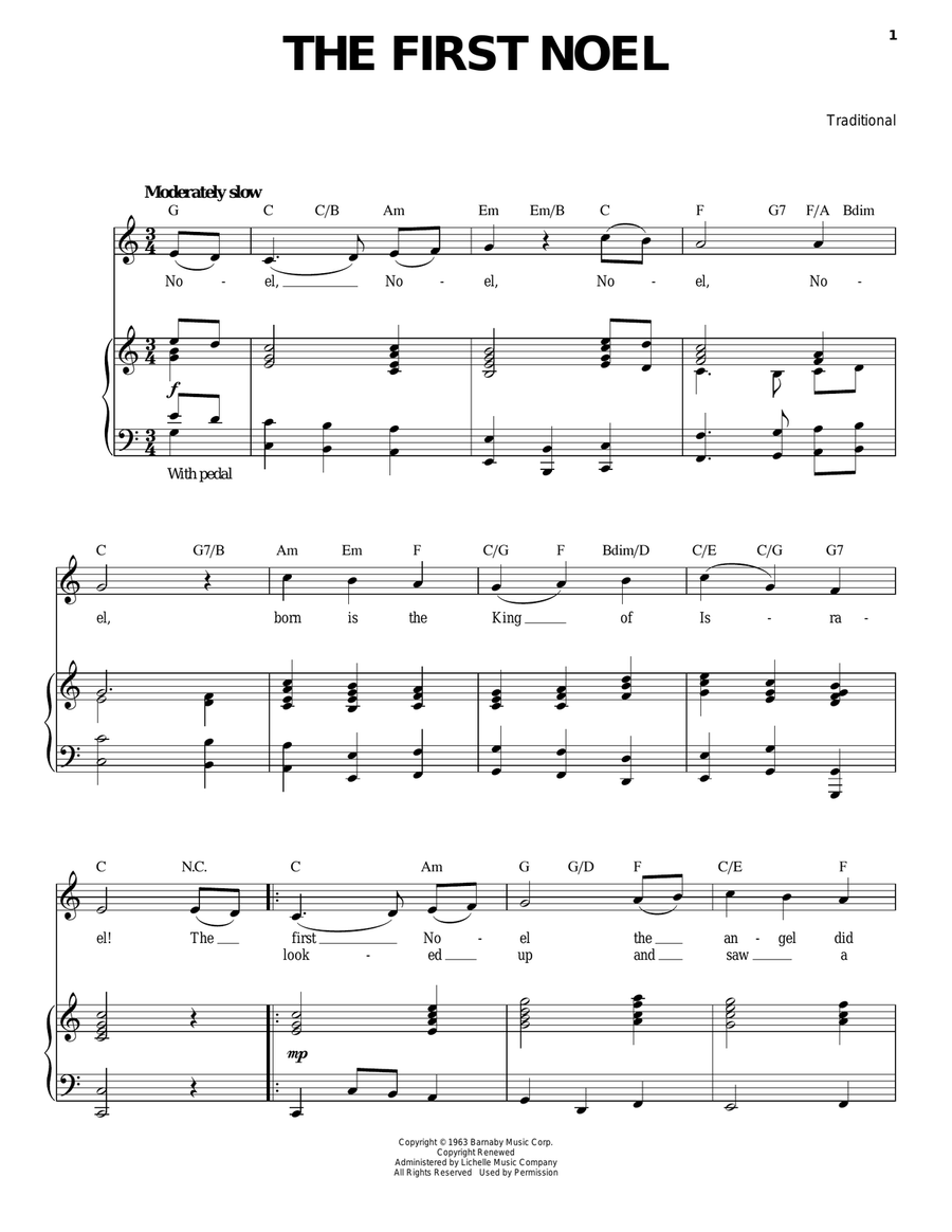 The First Noel Piano, Vocal scores gallery preview page 1