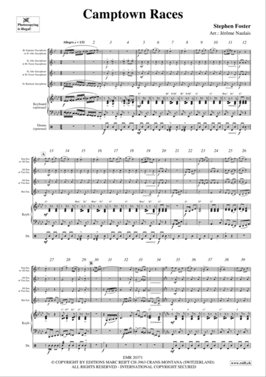Camptown Races Camptown Races Saxophone Quartet scores gallery preview page 3