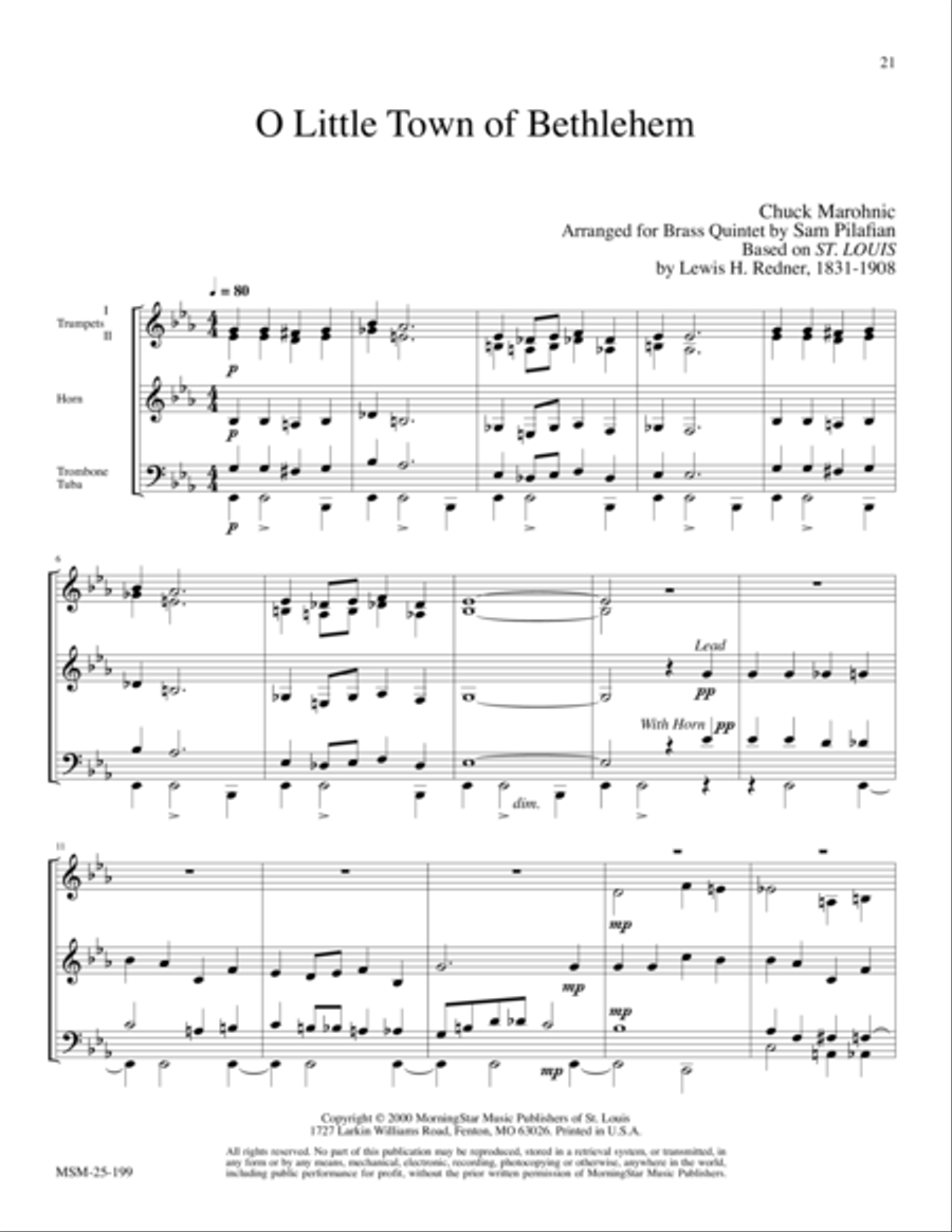 O Little Town of Bethlehem (St. Louis) Brass Quintet scores gallery preview page 1