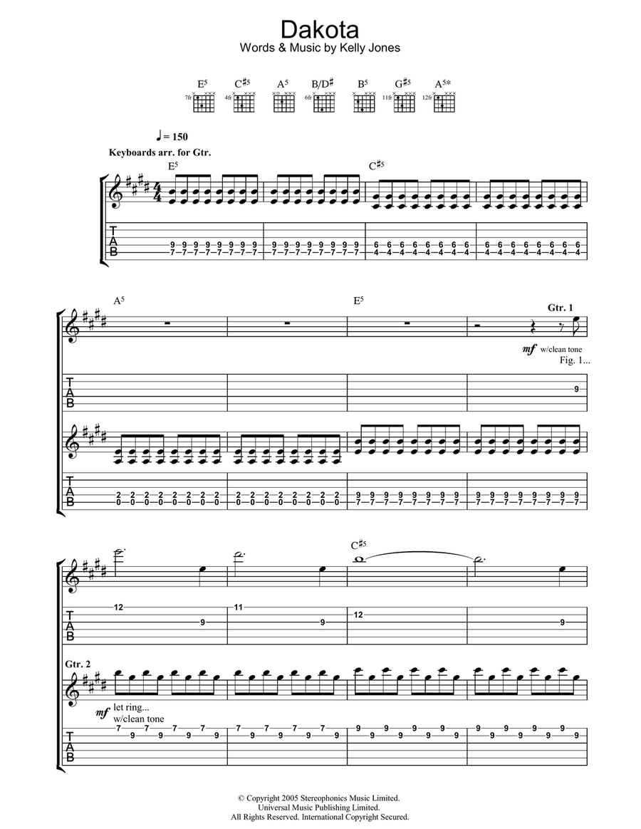 Dakota Guitar Tablature scores gallery preview page 1