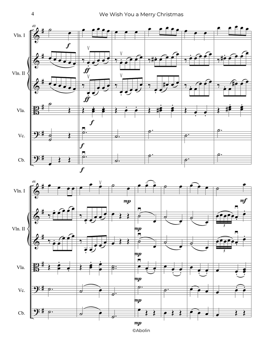 We Wish You a Merry Christmas - String Orchestra String Orchestra scores gallery preview page 5