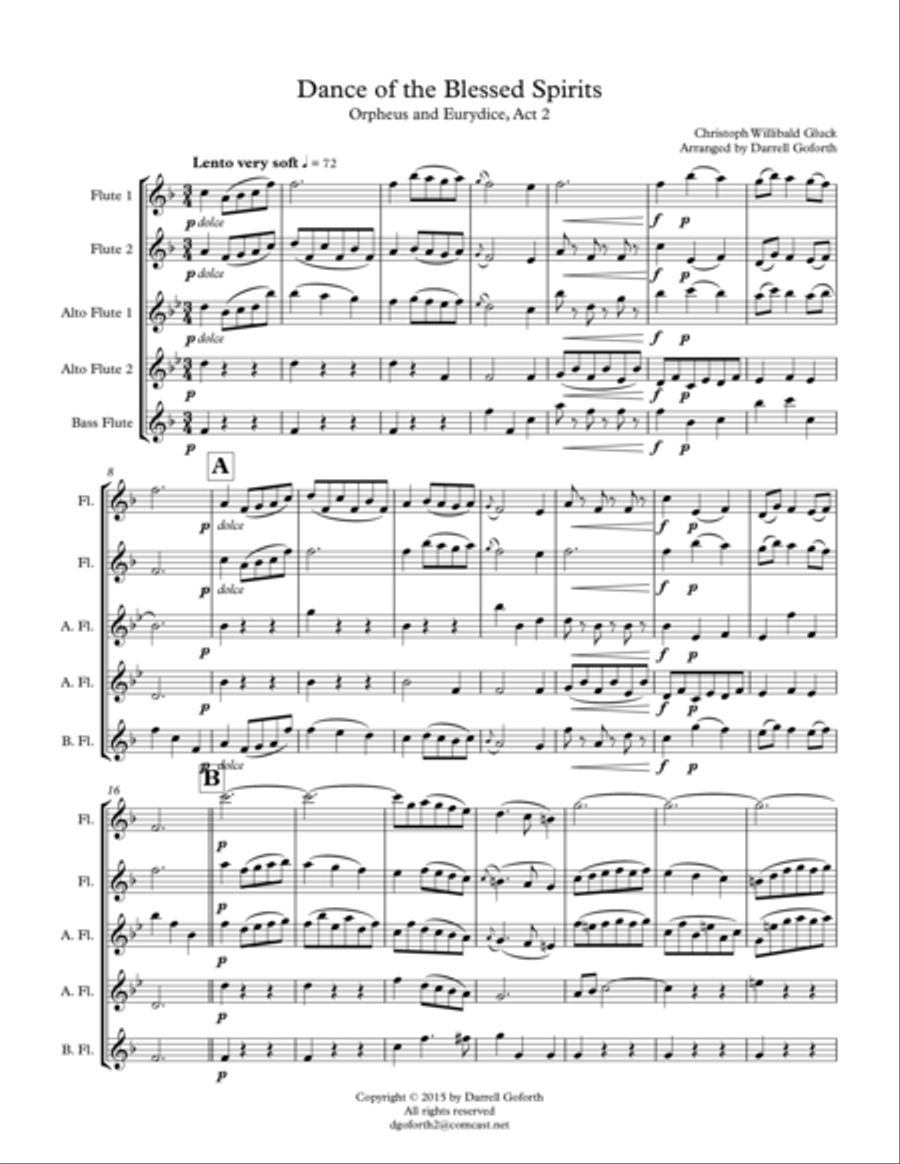 Dance of the Blessed Spirits for Flute Choir Woodwind Quintet scores gallery preview page 2