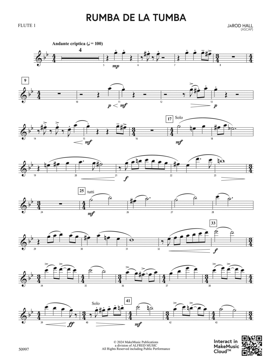 Rumba de la Tumba: Flute Concert Band scores gallery preview page 1