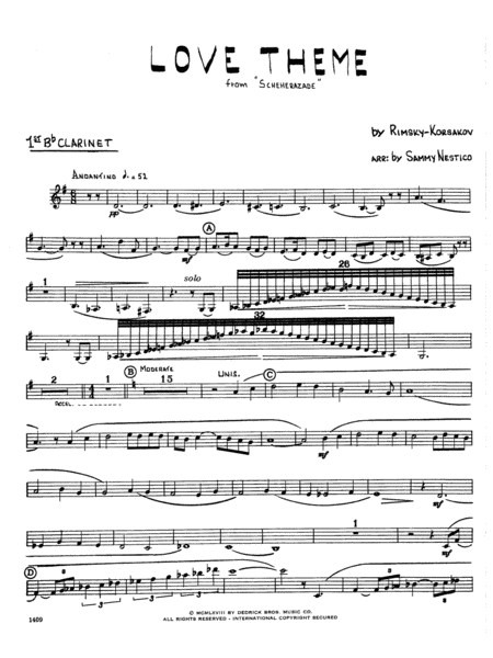Love Theme From Scheherazade - 1st Bb Clarinet