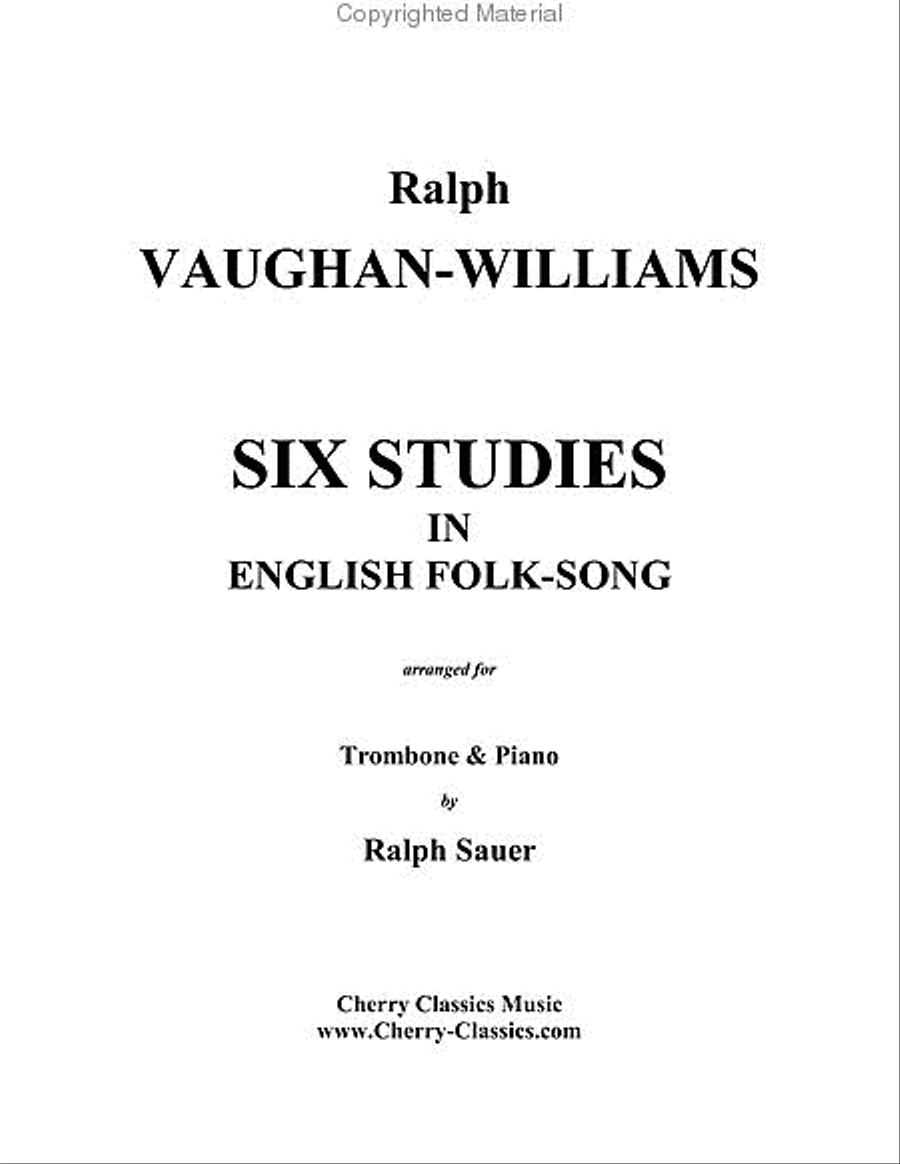 Six Studies in English Folksong for Trombone and Piano Piano Accompaniment scores gallery preview page 2