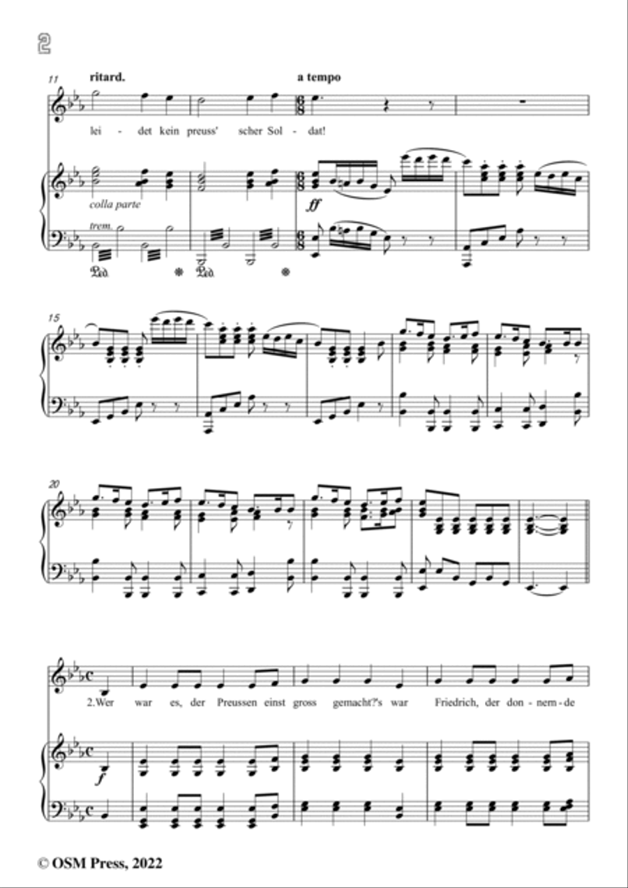 Loewe-Preussisches Hurrahlied,in E flat Major,for Voice and Piano Voice Solo scores gallery preview page 4