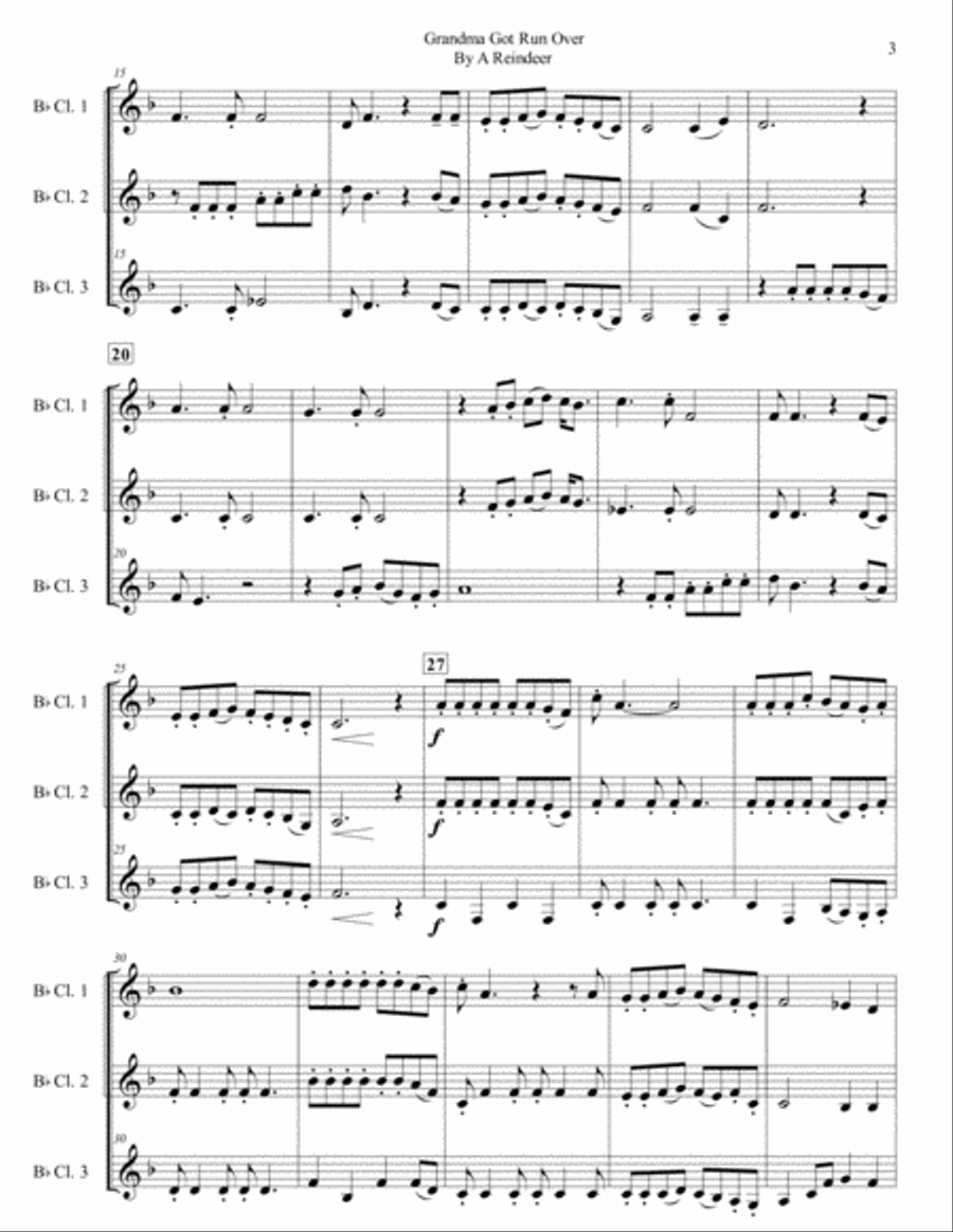 Grandma Got Run Over By A Reindeer Woodwind Trio scores gallery preview page 3