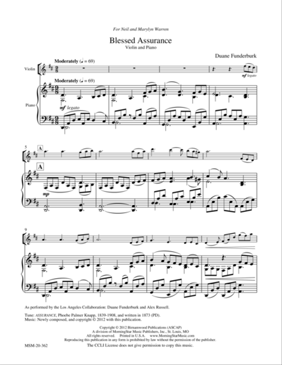 Blessed Assurance Violin Solo scores gallery preview page 1